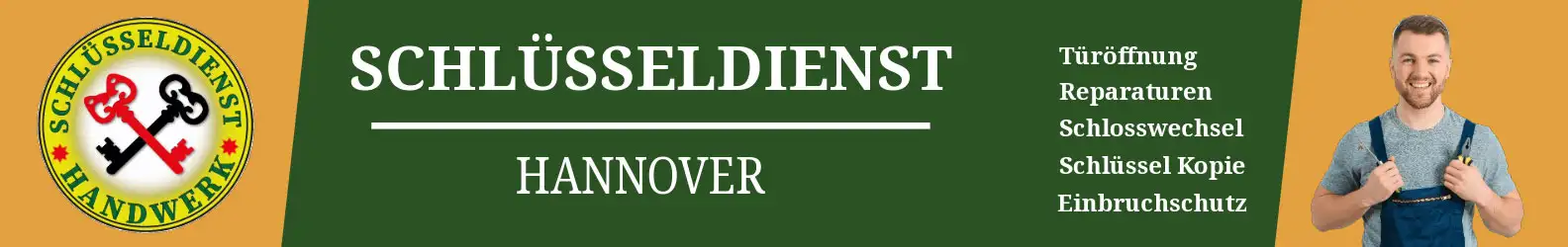 Info-Banner Schlüsseldienst Hannover: Festpreis und Notdienst-Hinweis, Telefon 0511-874 526 43